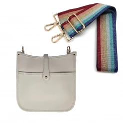 The Warehouse Collective Accessories White Vegan Leather Crossbody + Rainbow Strap