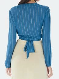 ALLISON New York Metallic Stripe Wrap Top