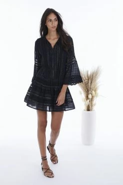 ALLISON New York Cotton Metallic Stripe Day Dress