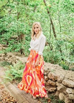 Sheridan French Tiffany Skirt | Orange Heart Ikat Sz. XS Resort 2022