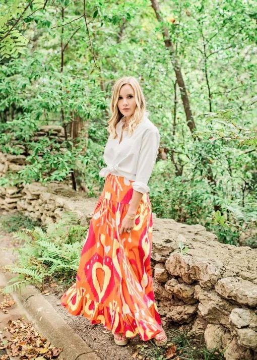 Sheridan French Tiffany Skirt | Orange Heart Ikat Sz. XS Resort