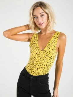 Tryst N:Philanthropy Mystic Bodysuit Yellow Cheetah Athleisure
