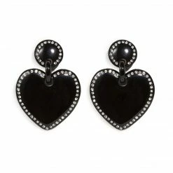 Lele Sadoughi Jeweled Stitched Heart Earrings | Jet